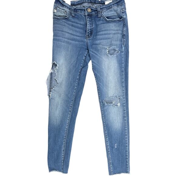 Kancan Ripped Jeans Women Junior Size 3 Blue Denim Low Rise Cotton Blend Skinny - Picture 1 of 6